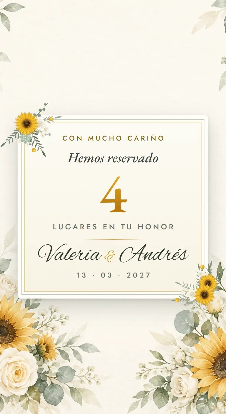 La carta que sale del sobre y dice cuántos lugares reservaron