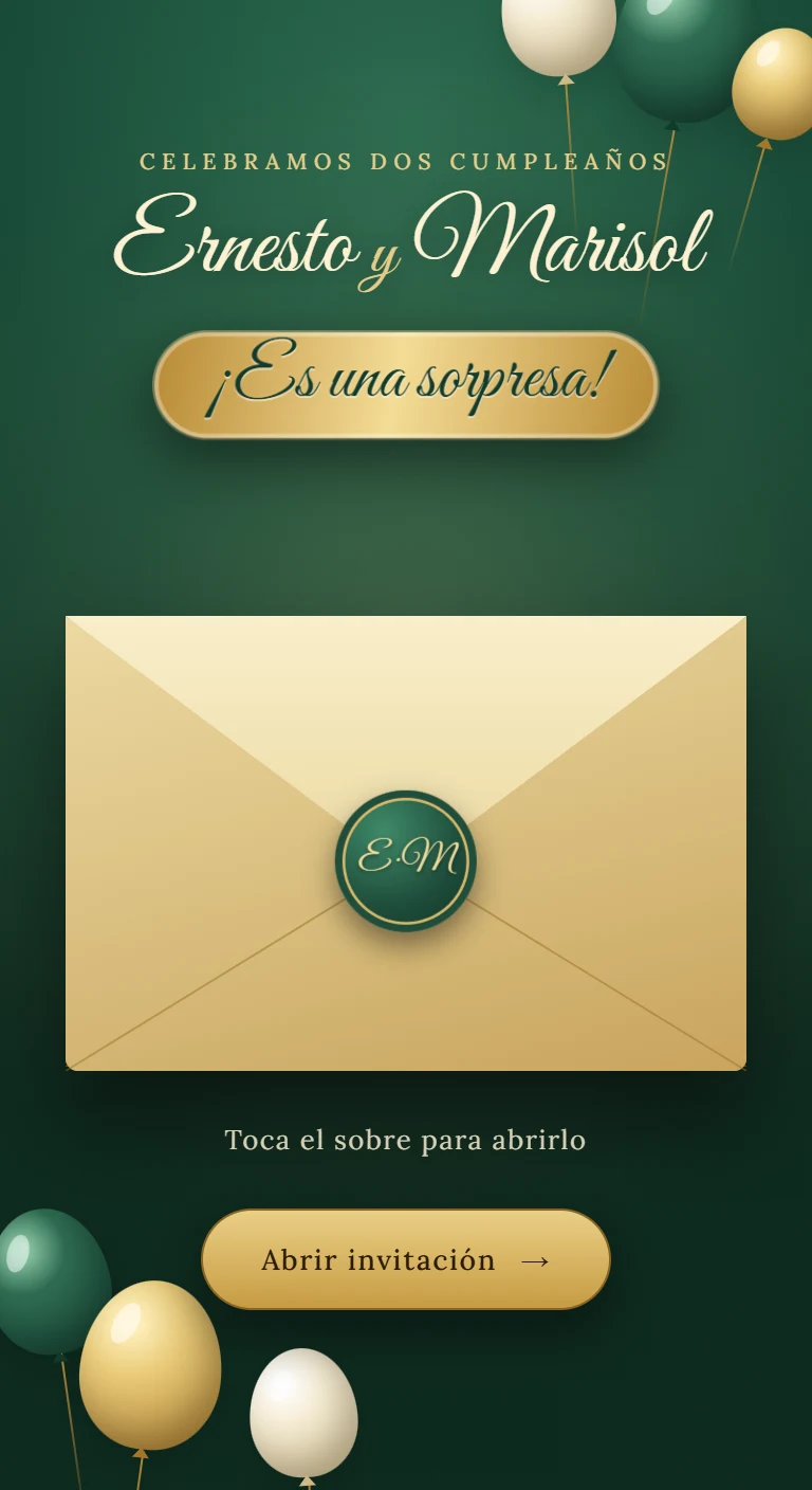 Un sobre con sello que se abre para dos personas