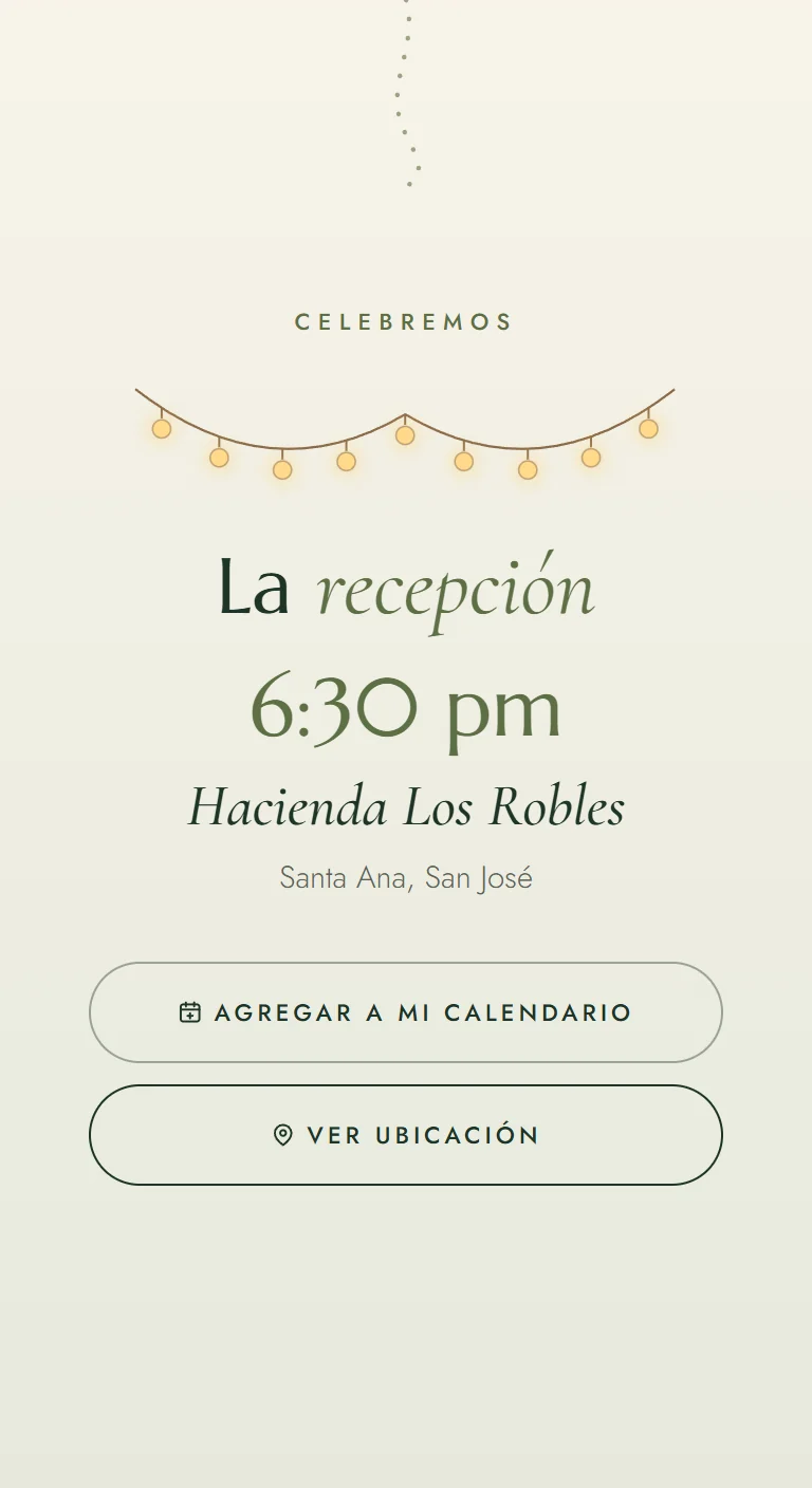 Recepción bajo una guirnalda de luces