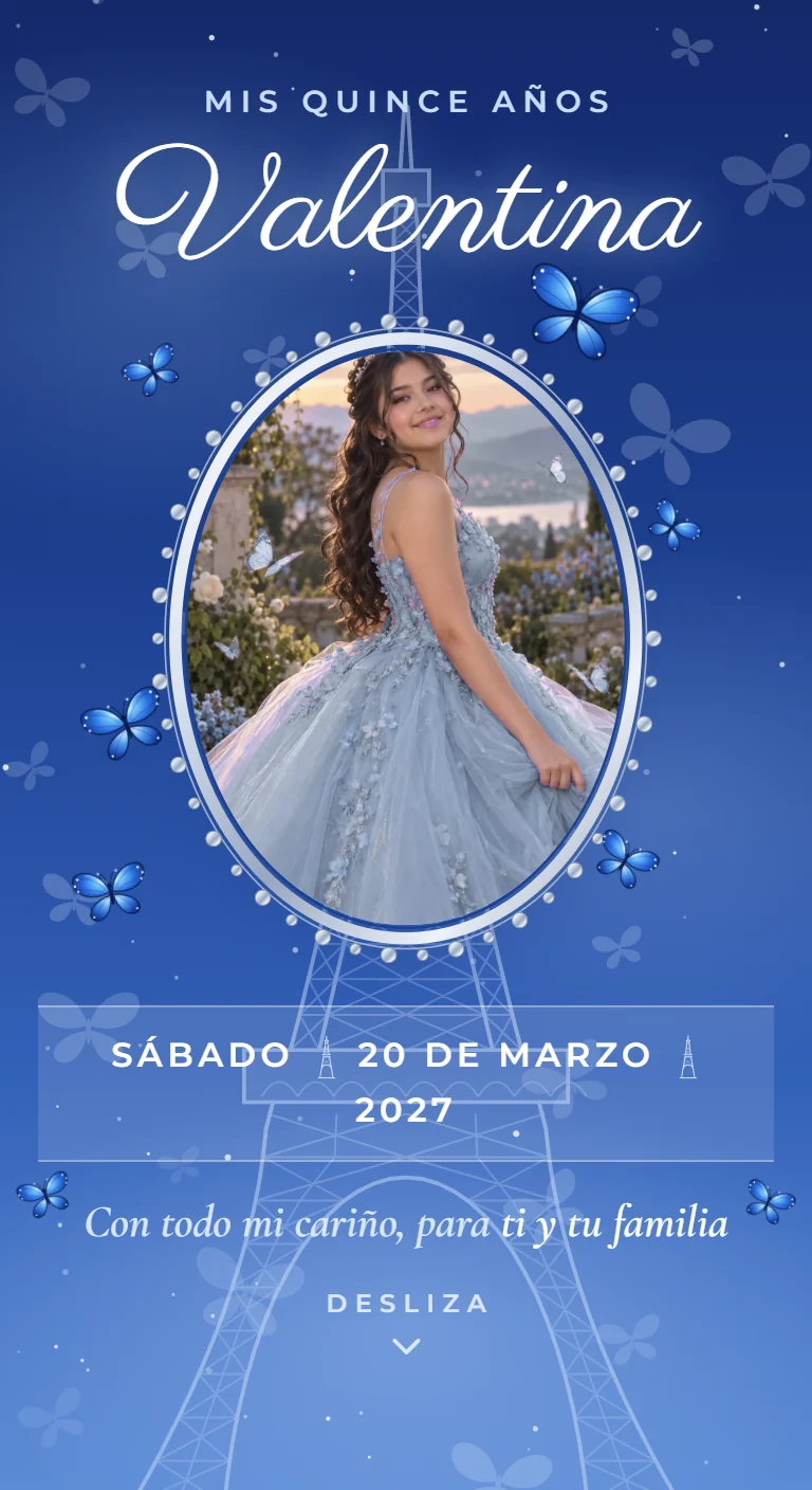 Retrato en un óvalo de plata con perlas y mariposas azules
