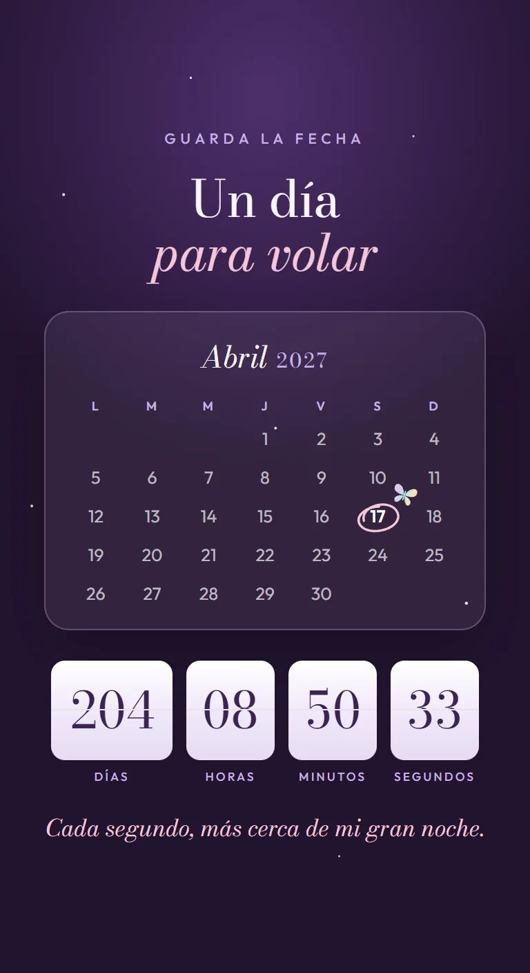 Calendario y cuenta regresiva en fichas